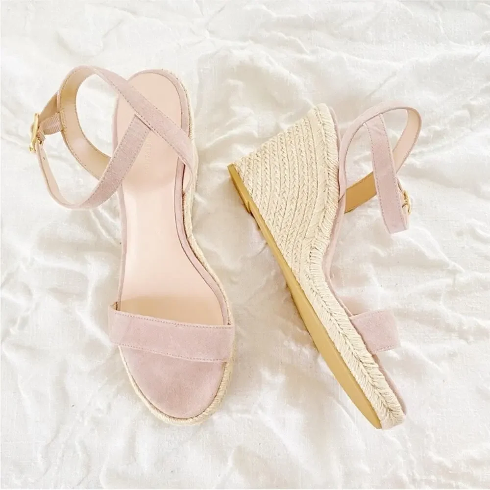 Stuart Weitzman Teddi suede espadrille wedge sandals Size 9.5